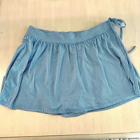 Madewell Women's Flex Wrap Skort in Gingham Ornamental Blue Size 1X NWT - Picture 2 of 9